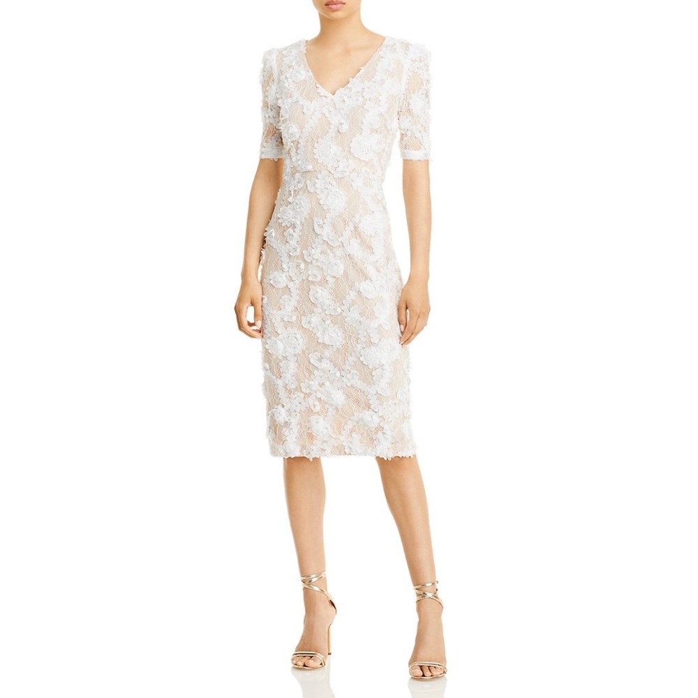 AQUA Lace Appliqué Short Sleeve Dress